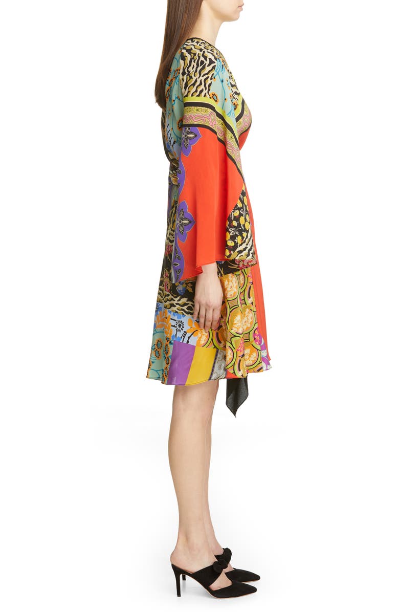 Etro Collage Print Silk Wrap Dress, Alternate, color, 
