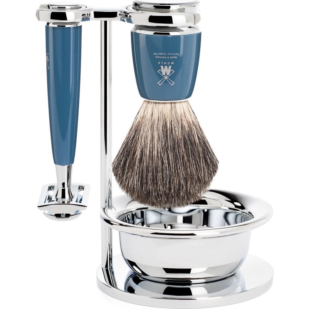 Mühle Rytmo Petrol Blue 4 Pc. Pure Badger / Safety Razor Shaving Set In Blue