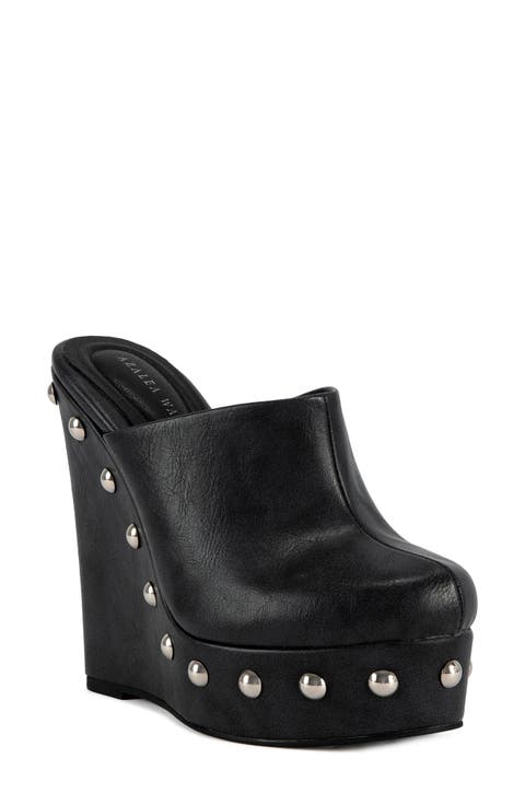 Riala Faux Leather Studded Wedge Mule