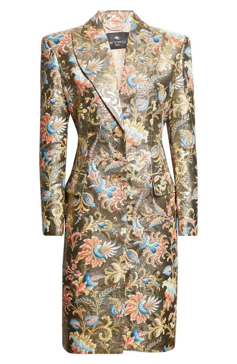 Etro Paisley Metallic Tailored Coat, Main, color, Print On Beige Base