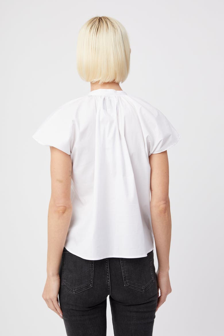 The Flutter Shoulder Short Sleeve Shirt, Alternate, color, White