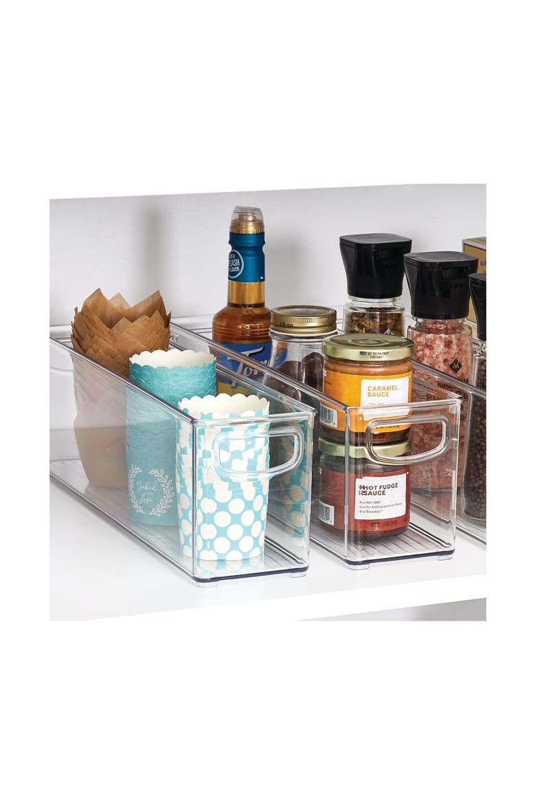 Plastic Stackable Pantry Bin with Handles, Set of 2, Clear, Made in USA, Alternate, color, Clear