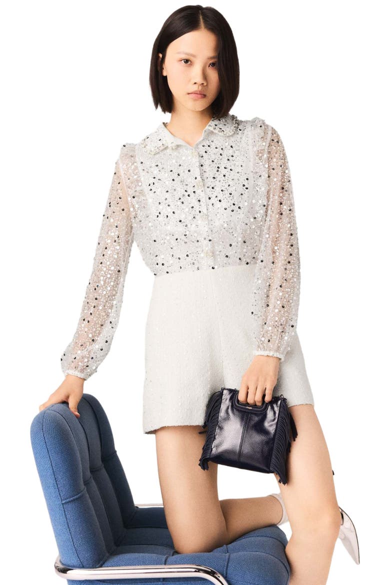 Tweed playsuit, Alternate, color, Ecru