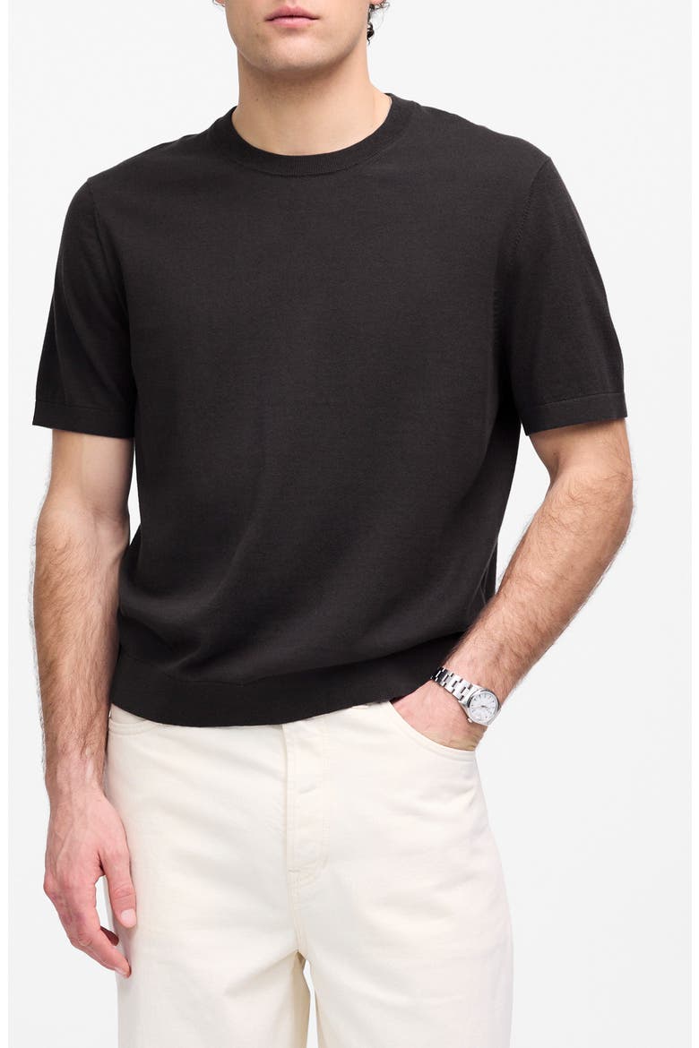 Cotton Crewneck Sweater T-Shirt, Main, color, BLACK COAL