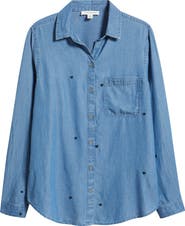 beachlunchlounge Maylee Embroidered Chambray Button-Up Shirt