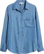 beachlunchlounge Maylee Embroidered Chambray Button-Up Shirt