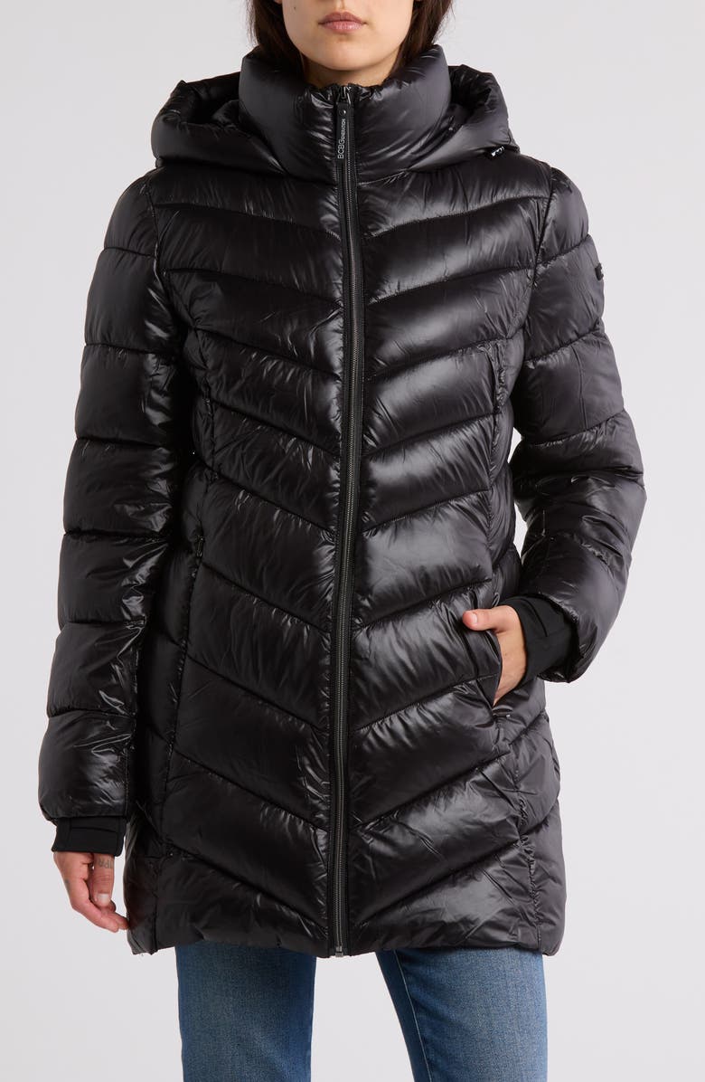 Chevron Quilted Parka Jacket - Cream