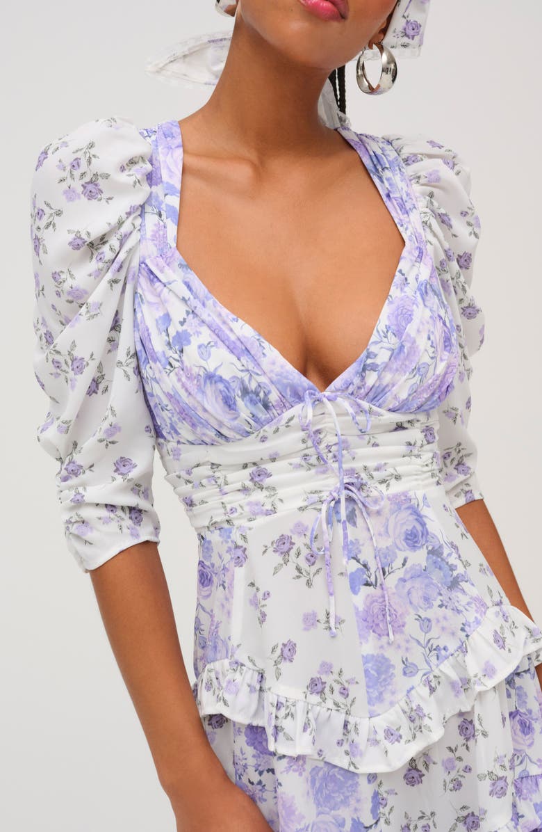 Rosalyn Print Ruffle Puff Sleeve Minidress