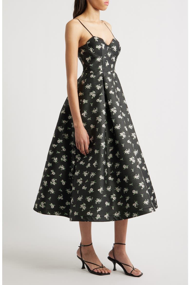 Quinn Floral Midi Cocktail Dress, Alternate, color, BLACK MULTI