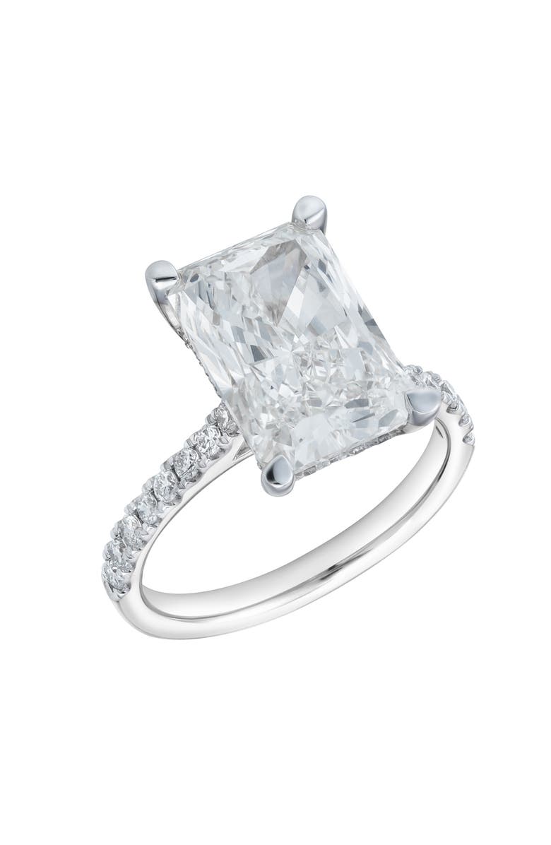 LuvMyJewelry Maia 14K Gold Radiant Cut Lab Grown Diamond Hidden Halo Engagement Ring - 5.4 Ct, Alternate, color, 14K White Gold