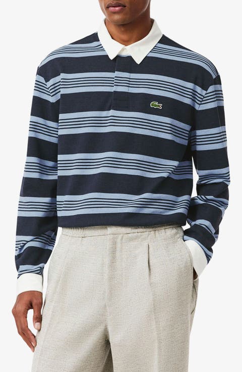 Stripe Long Sleeve Rugby Polo