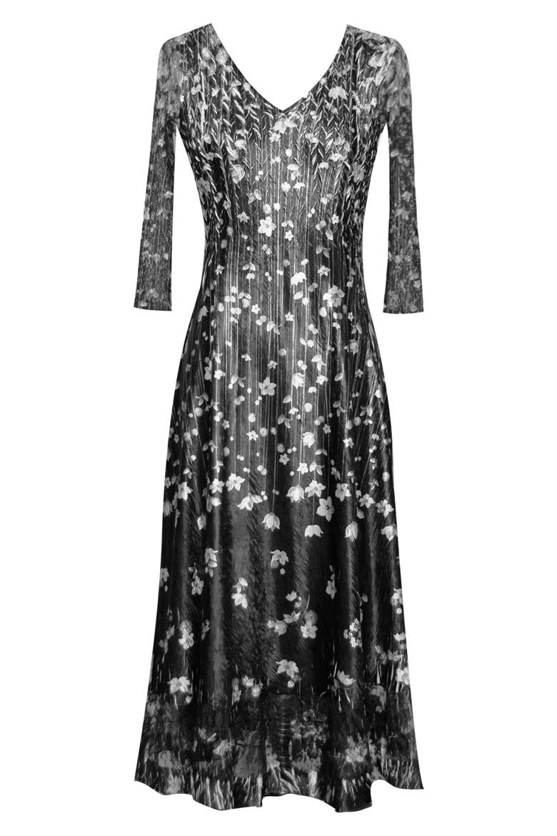 Charmeuse A-Line Dress, Alternate, color, BLACK MEADOW