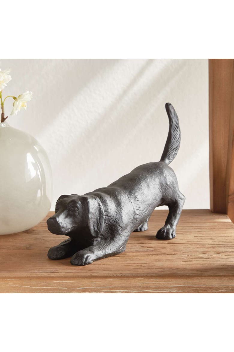 Playful Dog Sculpture, Alternate, color, Black