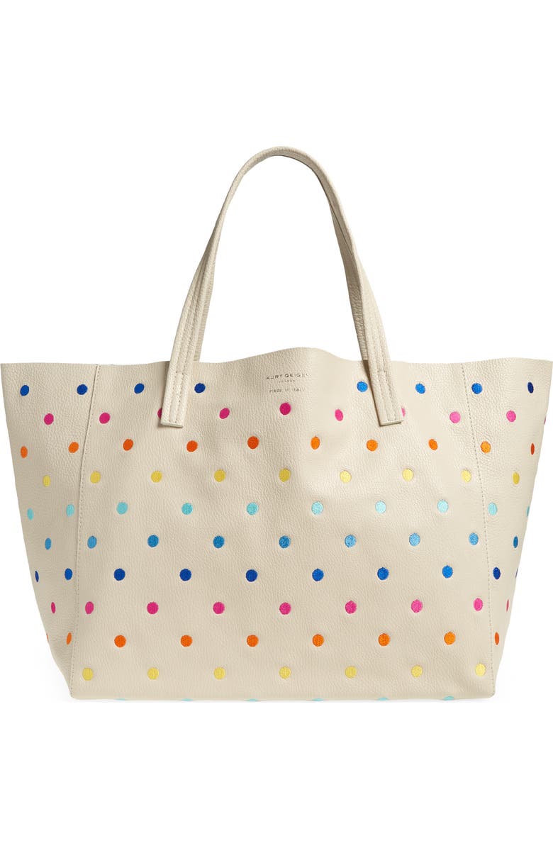 Kurt Geiger London Violet Polka Dot Leather Tote, Main, color,