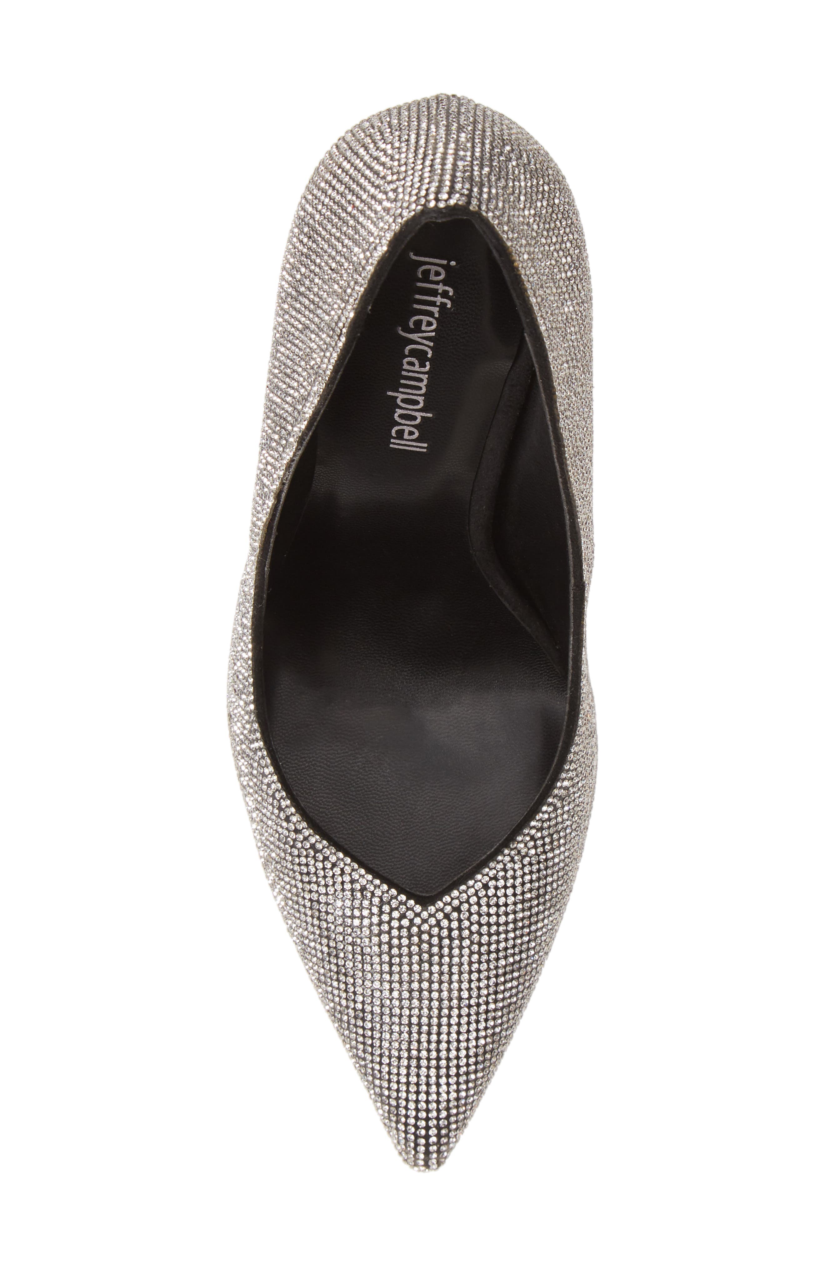 Lure-JS Crystal Embellished Pointed Toe Pump, Alternate, color, BLACK SUEDE SILVER