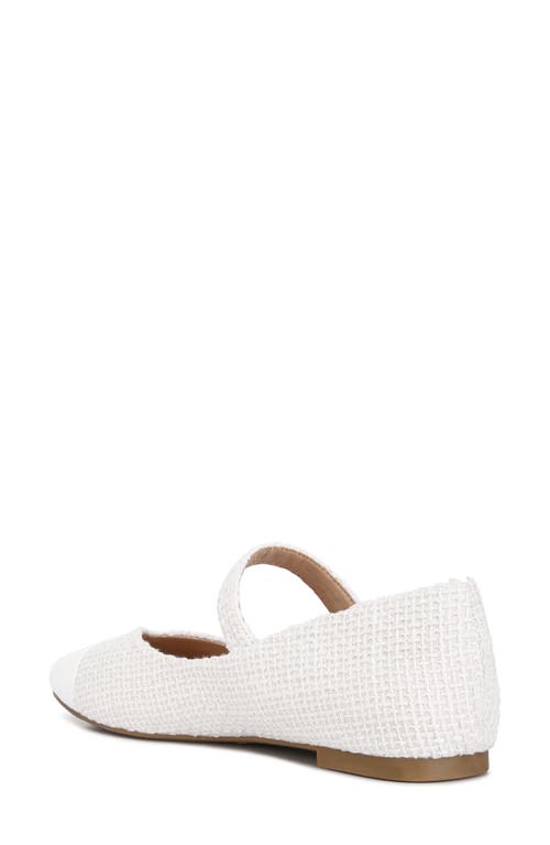 London Rag Albi Patent Toe Cap Tweed Mary Janes Sandal In White