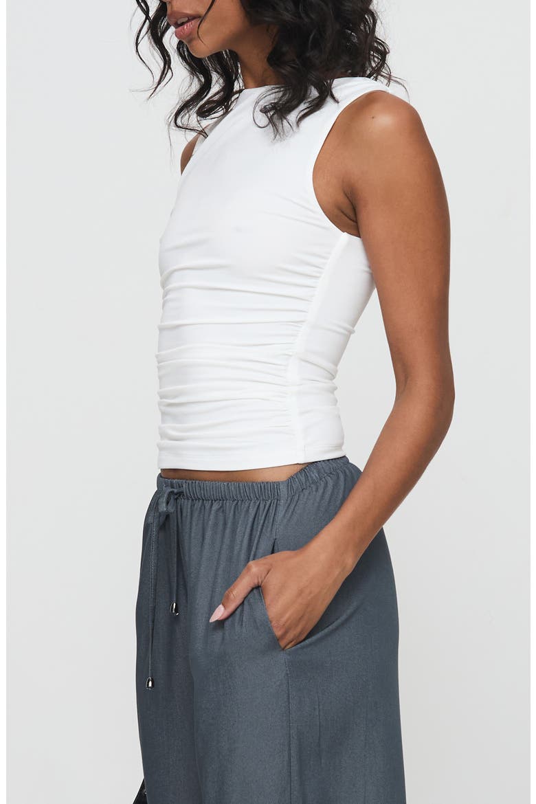 Solani Ruched Knit Top, Alternate, color, WHITE