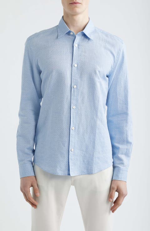Liam Regular Fit Linen & Cotton Button-Up Shirt