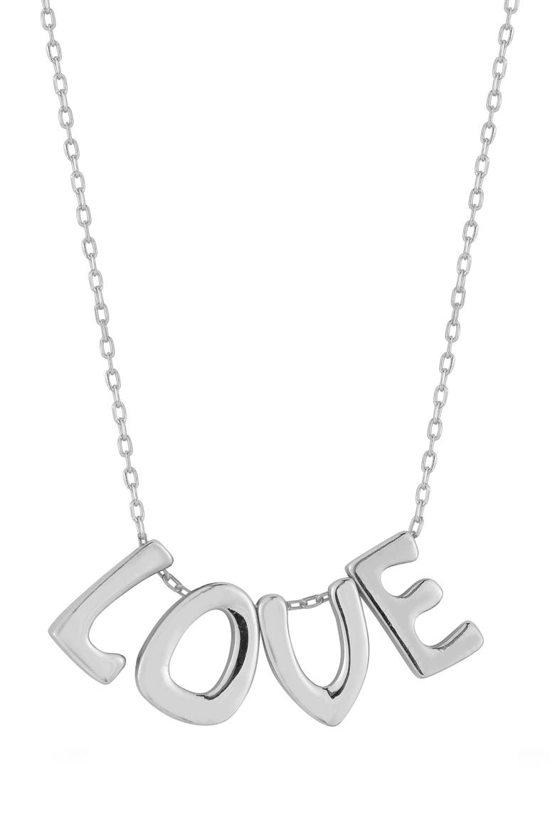 Love Pendant Necklace, Main, color, SILVER