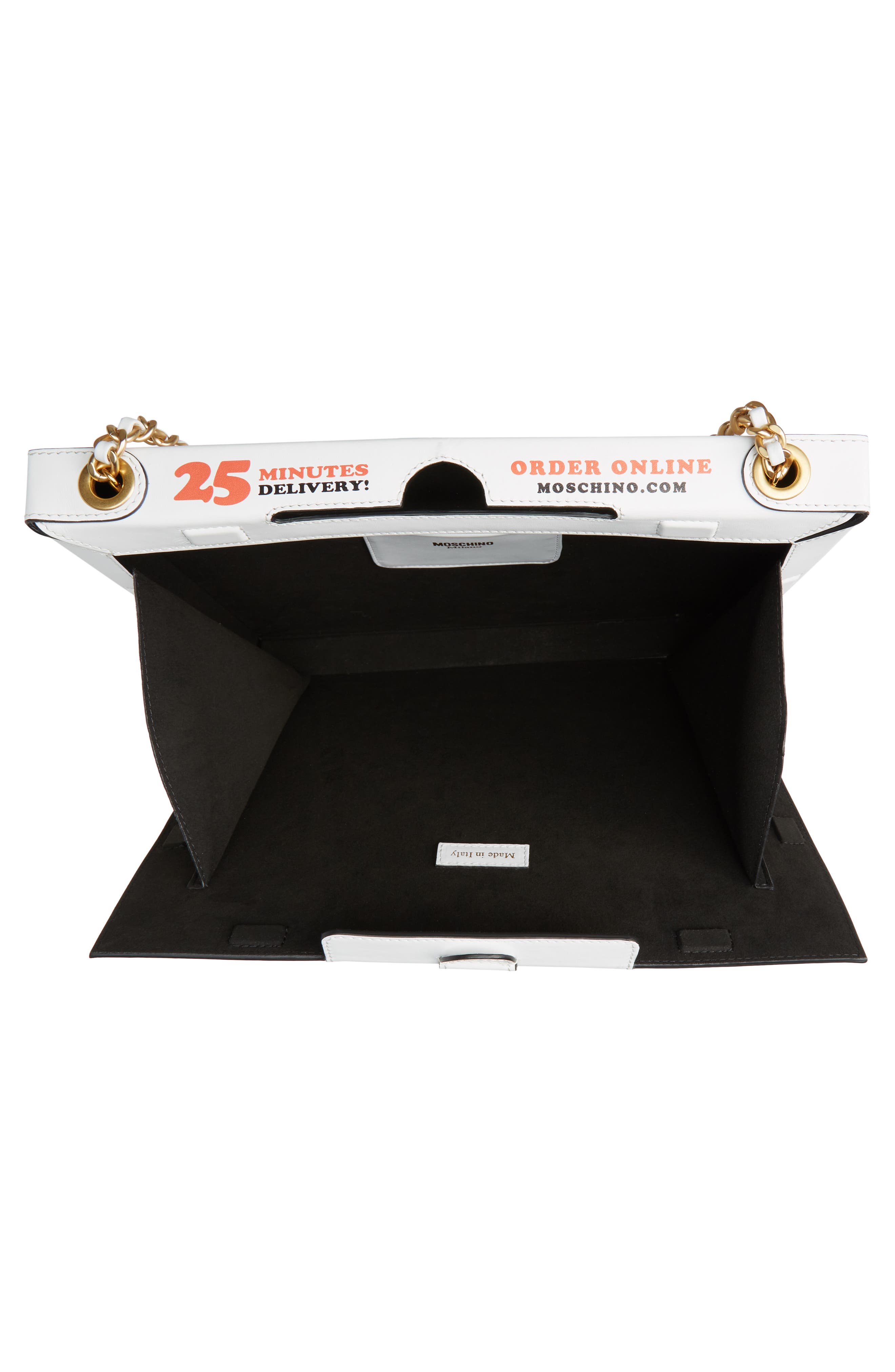 Moschino Pizza Box Leather Crossbody Bag, Alternate, color, 