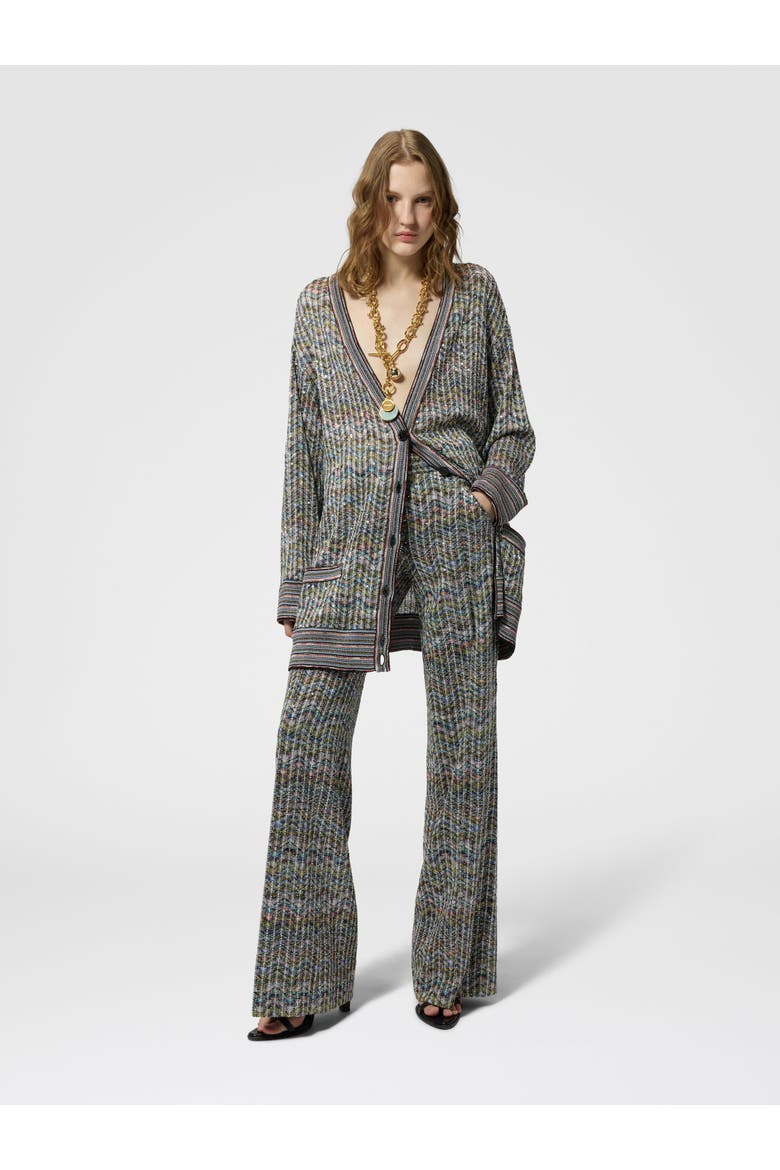 Tailored Viscose Lamé Trousers With Sequins, Alternate, color, Multicoloured