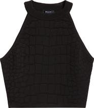 Balmain Croc Jacquard Knit Crop Tank
