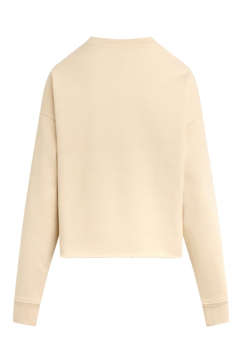 Velvet Flocked Cropped Sweatshirt, Alternate, color, SUMMER SAND/ BLACK