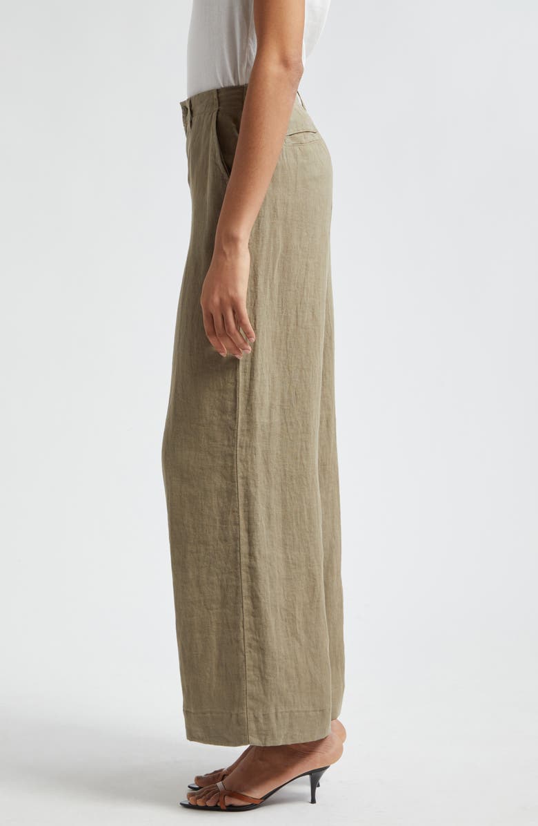L'AGENCE Brie Wide Leg Linen Pants, Alternate, color, Covert Green