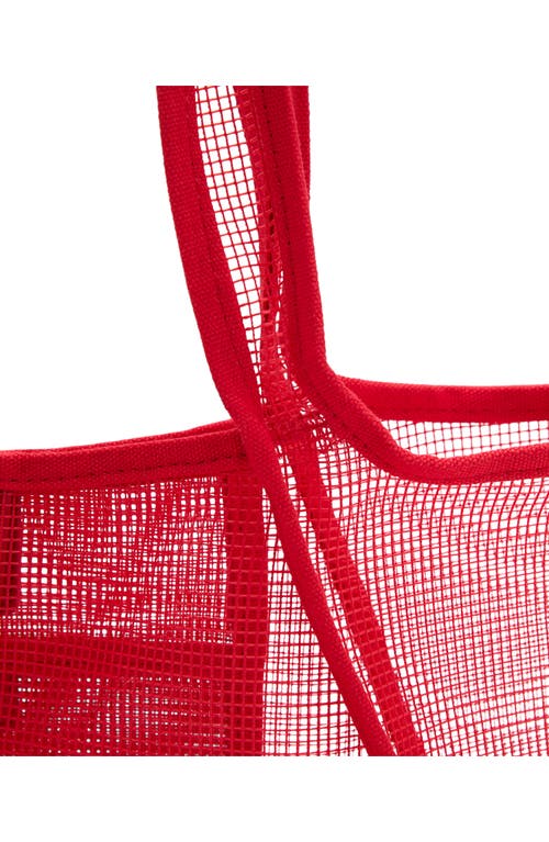 Mango Large Mesh Tote Bag In Red