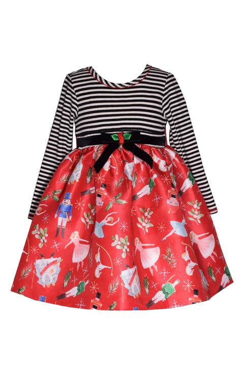 Kids' Long Sleeve Stripe Bodice Nutcracker Dress (Little Kid)