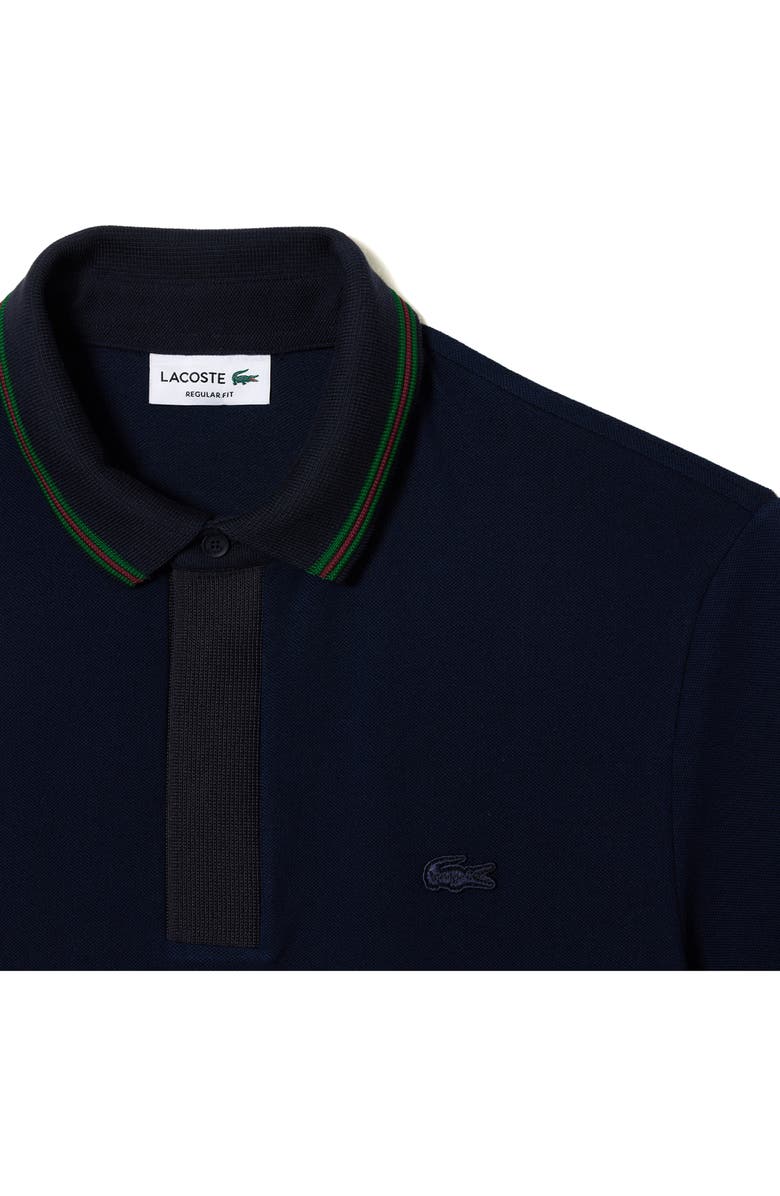 Lacoste Regular Fit Tipped Cotton Piqué Polo, Alternate, color, 166 Marine