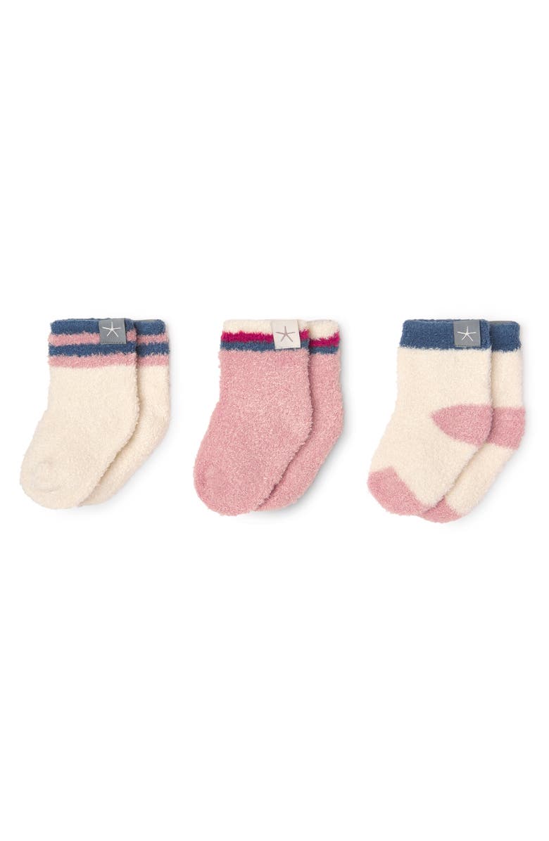 Barefoot Dreams<sup>®</sup> CozyChic Lite<sup>®</sup> Baby Heart 3-Pack Assorted Socks, Main, color, Cream Multi