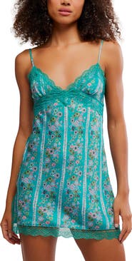 Free People Wish You Were Here Lace Trim Mini Slipdress