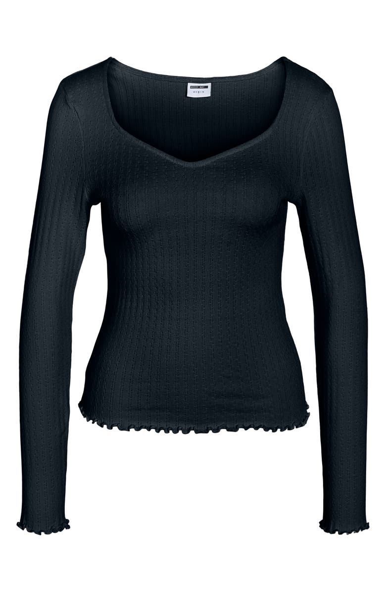 Noisy may Anna Sweetheart Neck Long Sleeve Pointelle Top, Alternate, color,