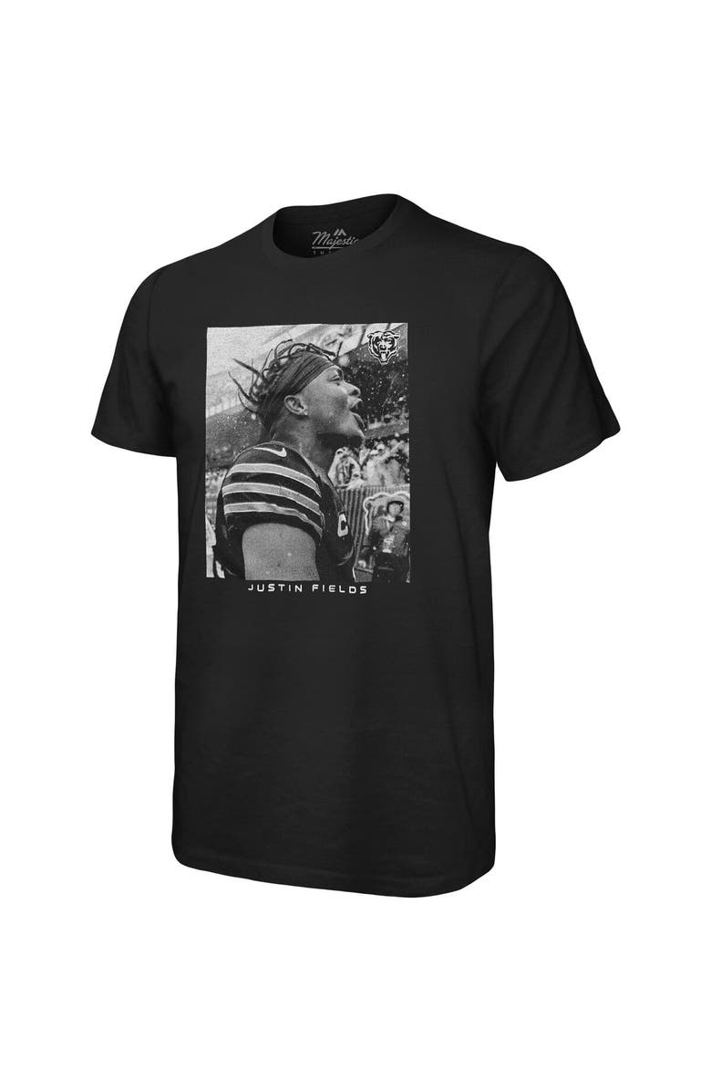 Majestic Threads Men's Majestic Threads Justin Fields Black Chicago Bears Oversized Player Image T-Shirt, Alternate, color,