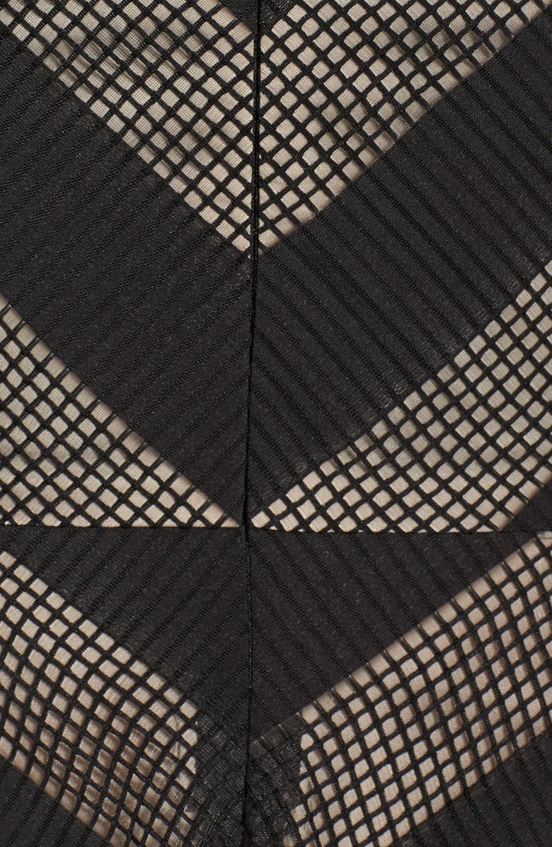 Maggy London Check Stripe V-Neck Fit & Flare Dress, Alternate, color, 