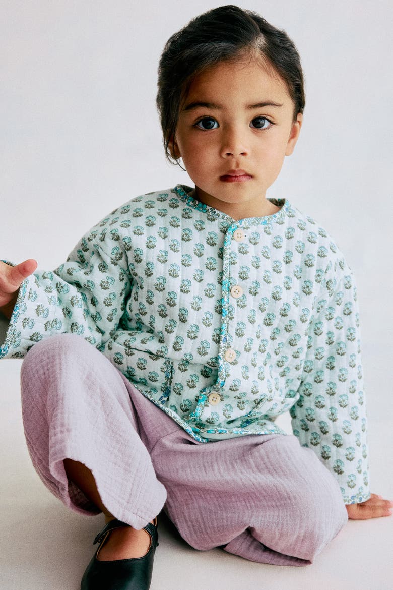 Quilted Patchwork-print Jacket, Alternate, color, Light turquoise/floral