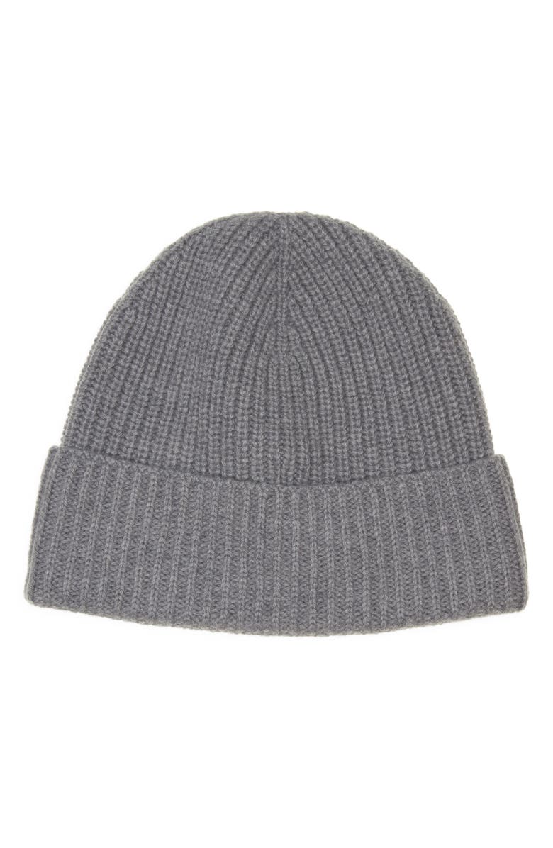 Moncler Edit Logo Embroidered Cashmere Beanie, Alternate, color, Gray