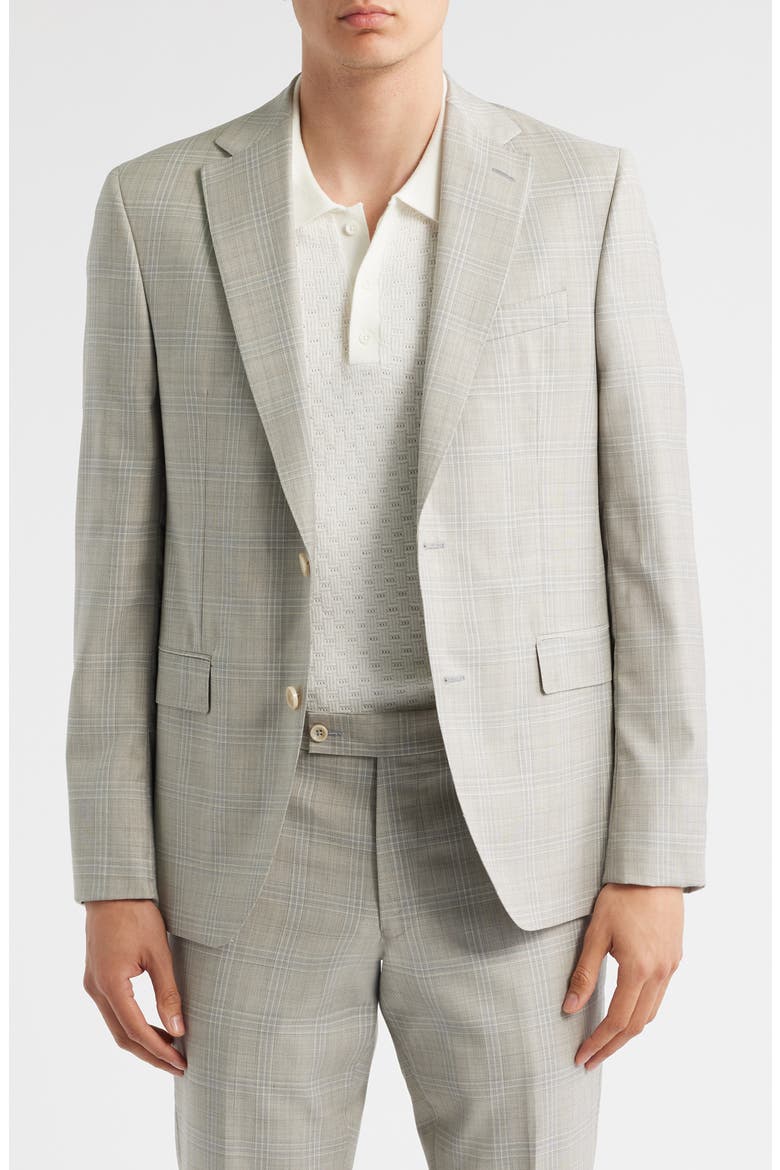 Esprit Plaid Wool Suit, Alternate, color, SAND