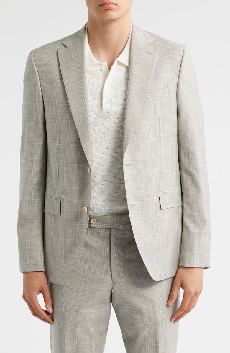 Jack Victor Esprit Plaid Wool Suit, Alternate, color, Sand