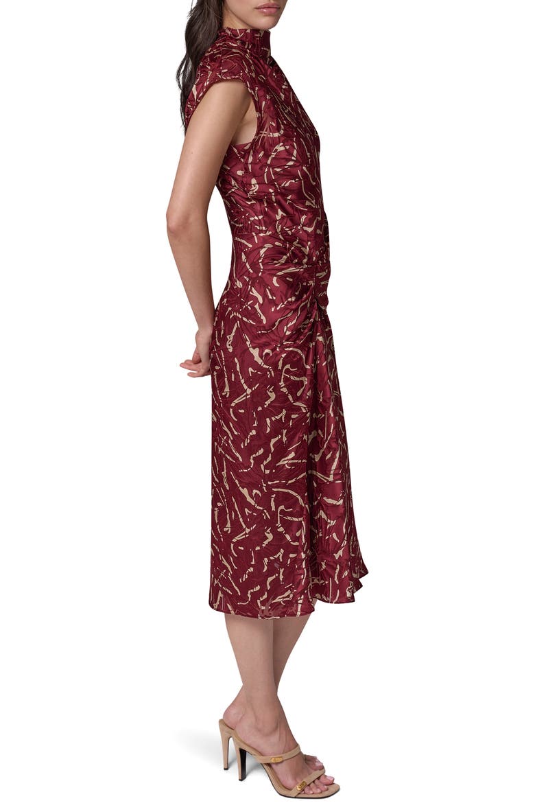 Cinched Waist Burnout Midi Dress, Alternate, color, BLACK CHER