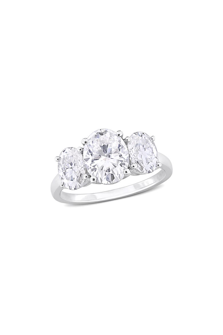 Sterling Silver Oval Cut Created Moissanite Engagement Ring, Main, color, SILVER