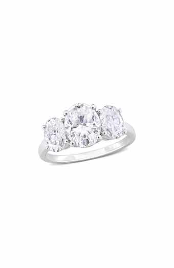 Sterling Silver Oval Cut Created Moissanite Engagement Ring