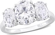 DELMAR Sterling Silver Oval Cut Created Moissanite Engagement Ring
