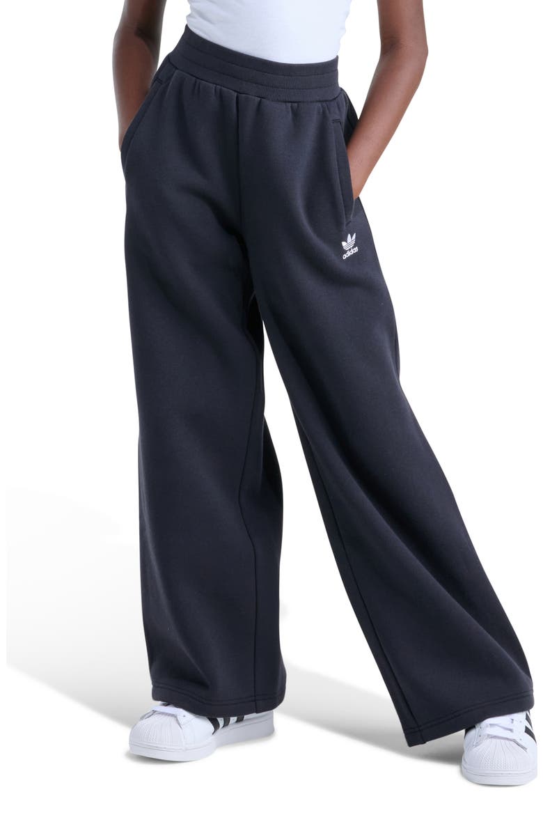 Kids' Essential Wide Leg Fleece Pants, Main, color, BLACK