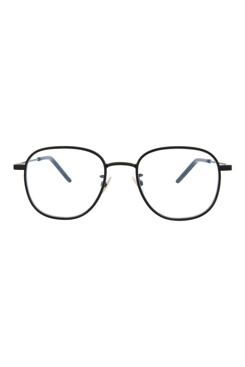 48mm Round Optical Glasses, Main, color, BLACK BLACK TRANSPARENT