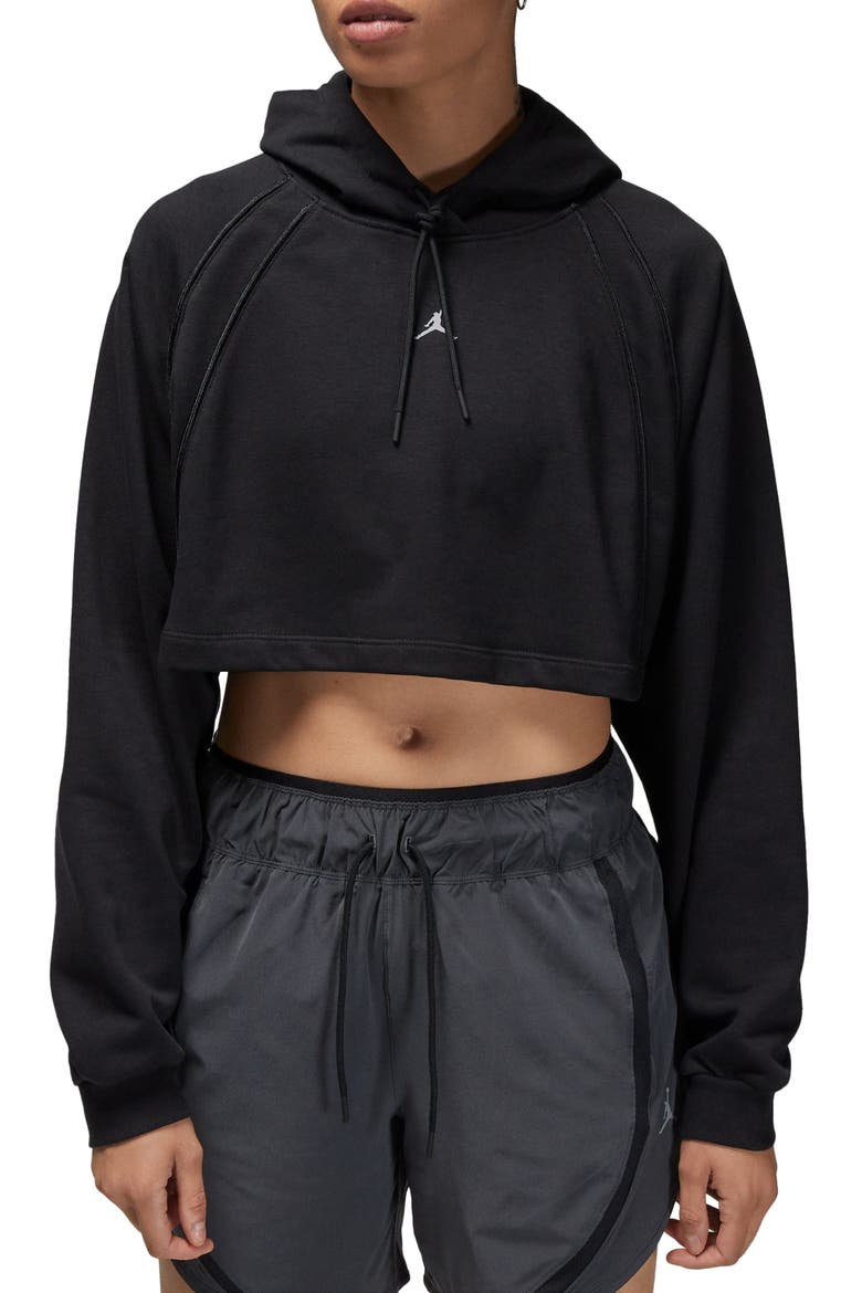 Crop Cotton Blend Hoodie, Main, color, BLACK/ BLACK/ BLACK/ STEALTH