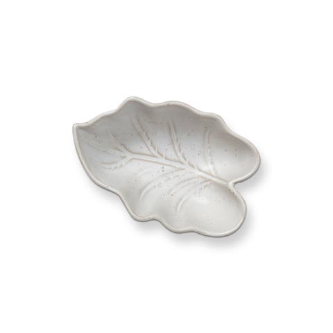 Medium Leaf Bowl White Stoneware Fall