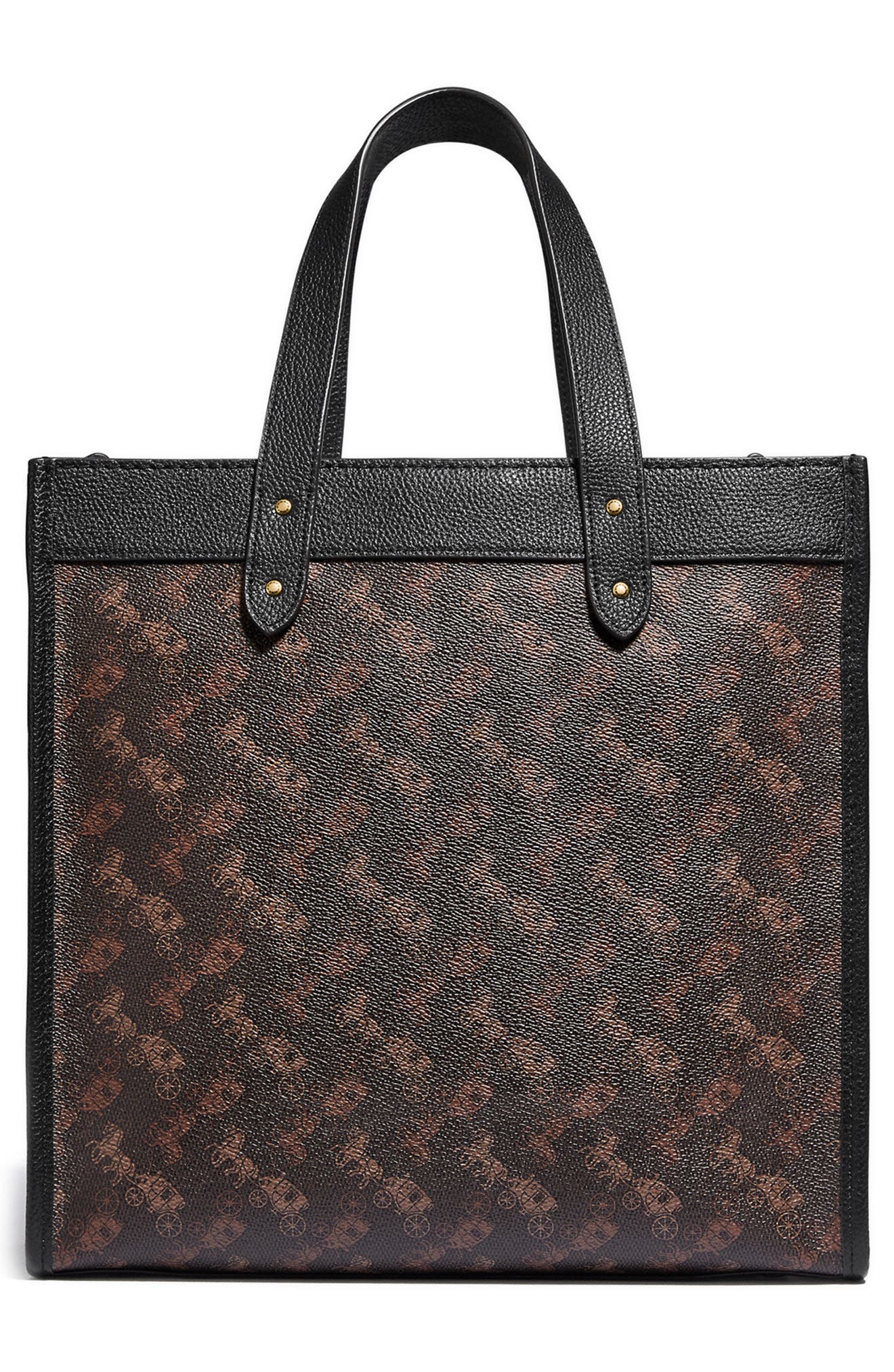 Horse & Carriage Coated Canvas Tote, Alternate, color, BRASS/ BLACK BROWN