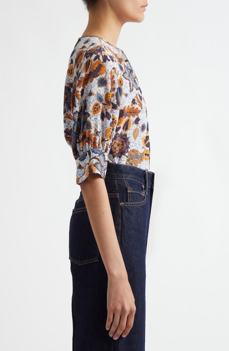 Ulla Johnson Mirelle Floral Silk Top, Alternate, color, 
